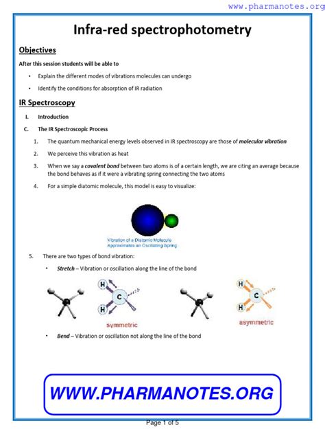 Infra Red Spectrophotometry Pdf Infrared Spectroscopy Chemical Bond