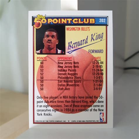 Bernard King Topps Point Club Nba Basketball Card Ebay