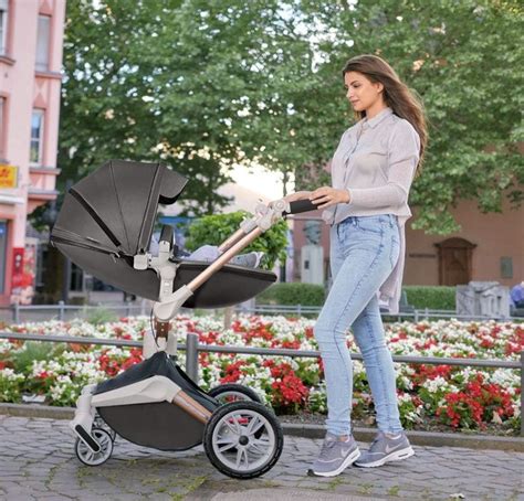 Hot Mom 2 Ultra Baby Stroller 360 Rotation Function Baby Carriage Pu Leather Pushchair Stylish