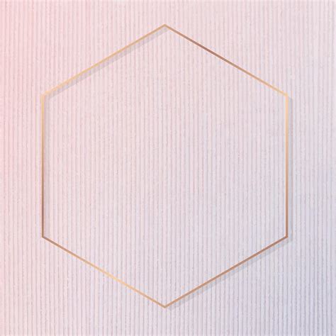 Hexagon Gold Frame On Pink Premium Vector Rawpixel