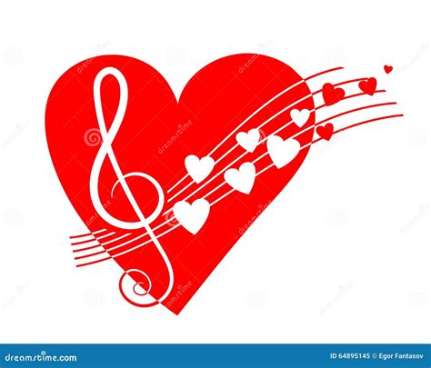 Big Red Heart With Music Sign Stock Vector Illustration Of Music