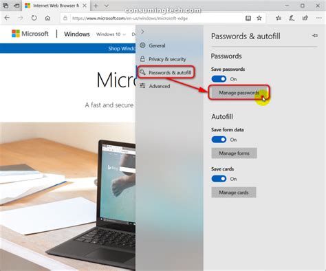 How To Deletechange Saved Passwords In Microsoft Edge In Windows 10