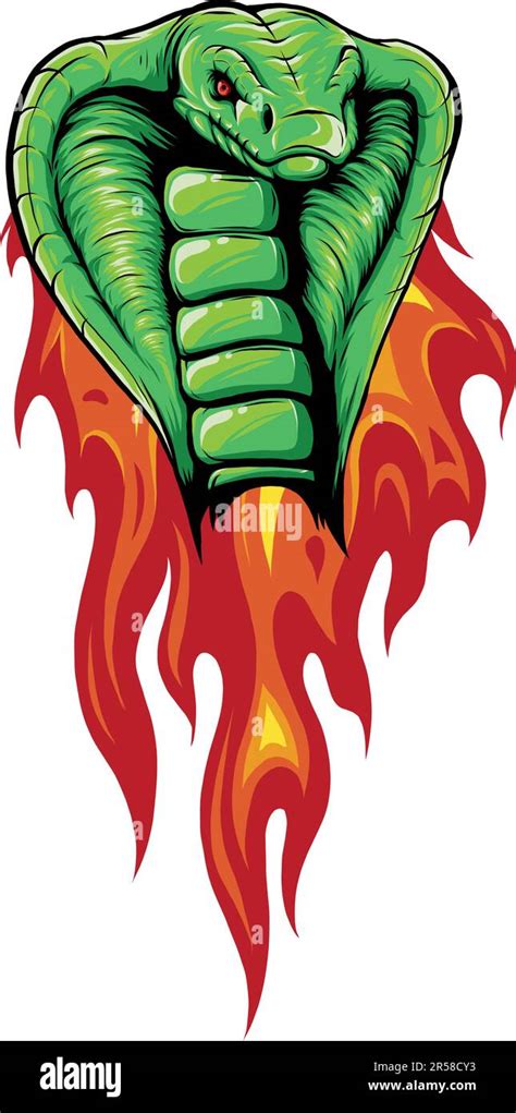 Vector Illustration Of Cobra Head With Flames Stock Vector Image Art