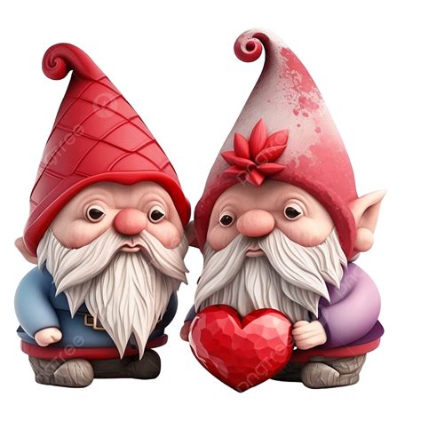 Cute Valentine S Day Gnomes Pink Hat Couple Holding Love Heart Cute Valentine S Day Gnomes