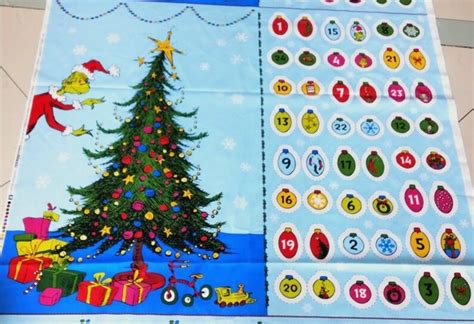 Dr Seuss Grinch Christmas Advent Calendar Quilt Panel Cotton Etsy