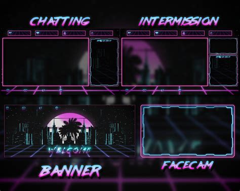 Animated Retrowave Stream Overlay Package Screens Webcam Etsy