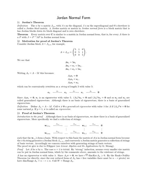 Jordan Normal Form | PDF | Eigenvalues And Eigenvectors | Matrix (Mathematics)