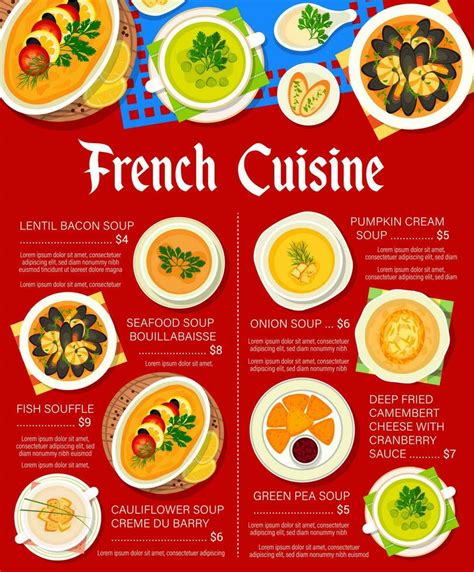 French cuisine restaurant menu, meals price list 24082731 Vector Art at Vecteezy