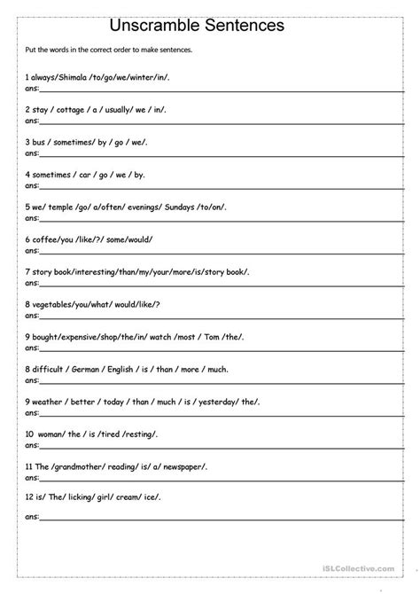 Free Printable Scrambled Sentences Worksheets Peggy Worksheets