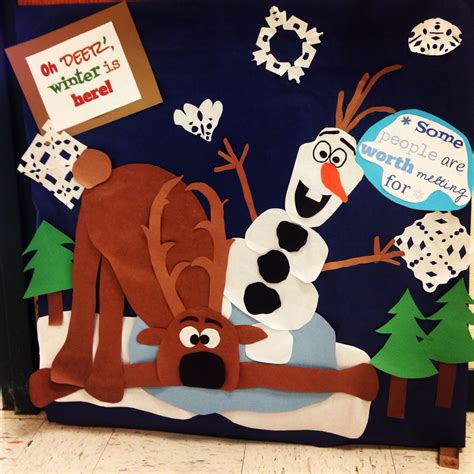 Olaf And Sven From Frozen Door Hanging Christmas Classroom Door