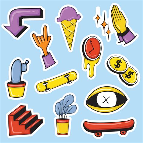 Colorful Hand Drawn Cute Stickers 3540069 Vector Art At Vecteezy