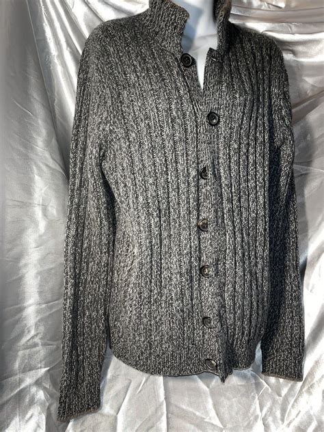 Brunello Cucinelli Mens Chunky Knit Logo Cardigan Swe Gem