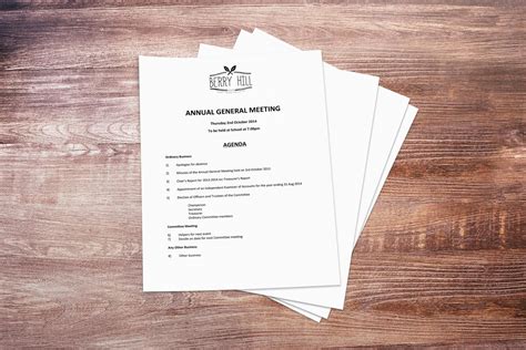 Pta Agm Agenda Template Cards Design Templates Riset