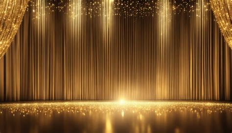 Premium Photo | A stage with gold curtains and lights