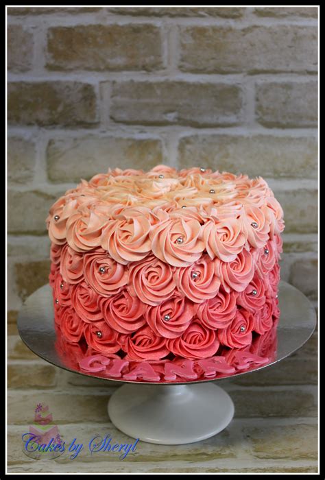 2015 173 Ombre Rosette Buttercream Rosette Cake Butter Cream Cake