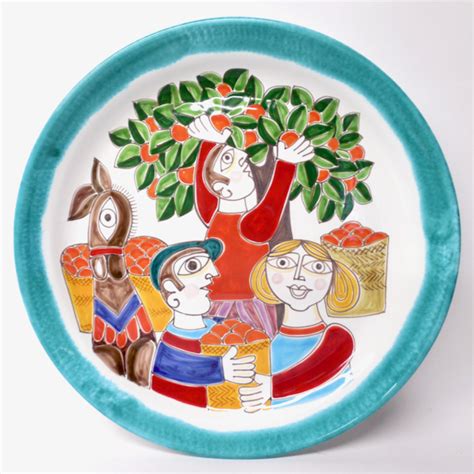 Ceramiche Di Sicilia Serving Wall Platter With Orange Harvest