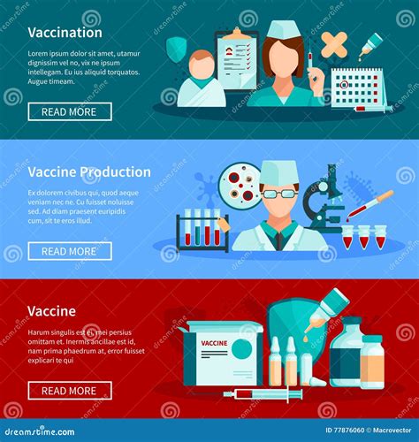 Vaccination Flat Banners stock vector. Illustration of horizontal ...