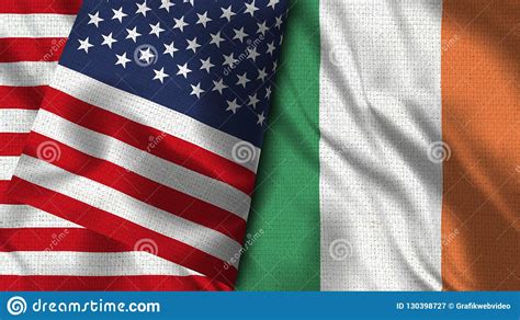 Ireland And Usa Flag 3d Illustration Two Flag Stock Illustration