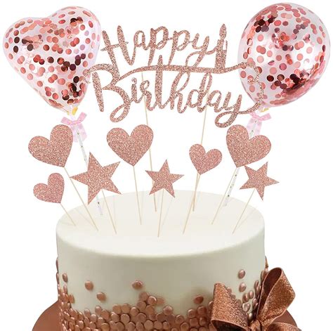 Buy Party Propz Happy Birthday Cake Topper Rose Gold Cake Decorations