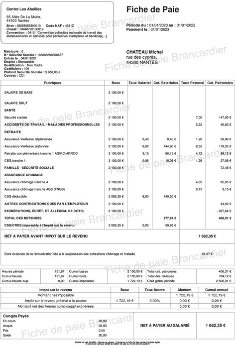 Fiche de paie brancardier spécificités avantages et obligations