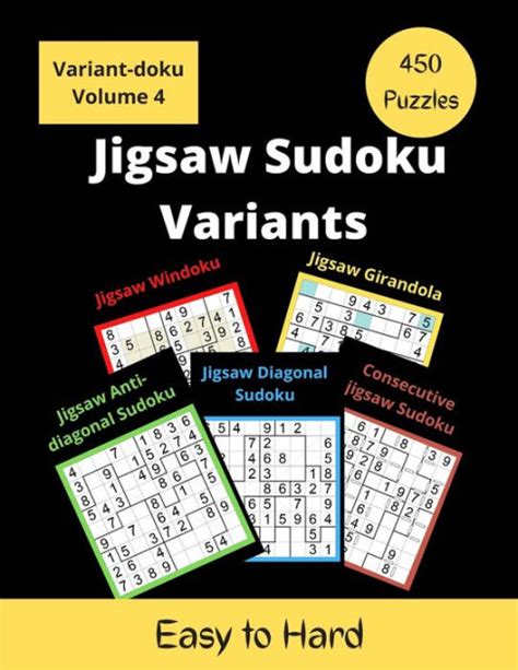 Jigsaw Sudoku Variants: 5 different types of irregular sudoku puzzles for adults (easy to hard ...