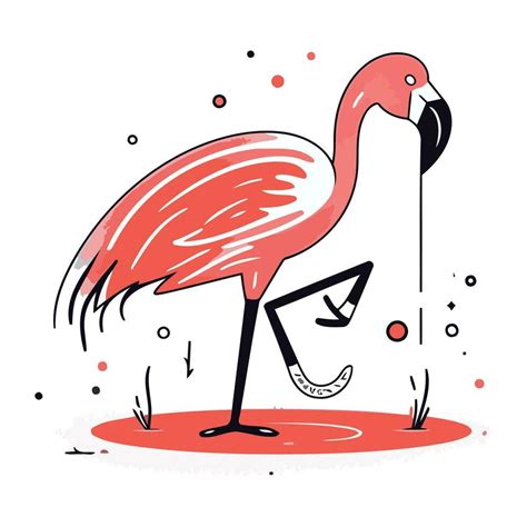 Flamingo Hand Drawn Vector Illustration In Doodle Style