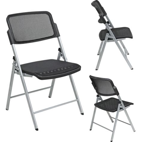 Office Star Products Deluxe Folding Chair With Black Progrid® Seat And