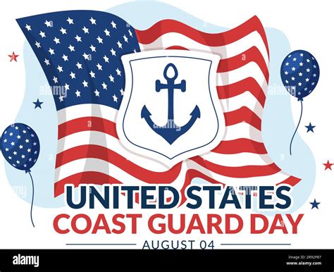 United States Coast Guard Day Vector Illustration On August 4 With