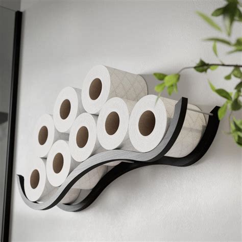 Amazon Cloud Wooden Wall Mounted Toilet Roll Holder Black Loo