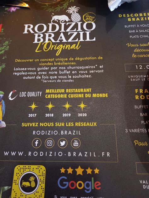 Menu at Rodizio Brazil - Marseille restaurant, Marseille