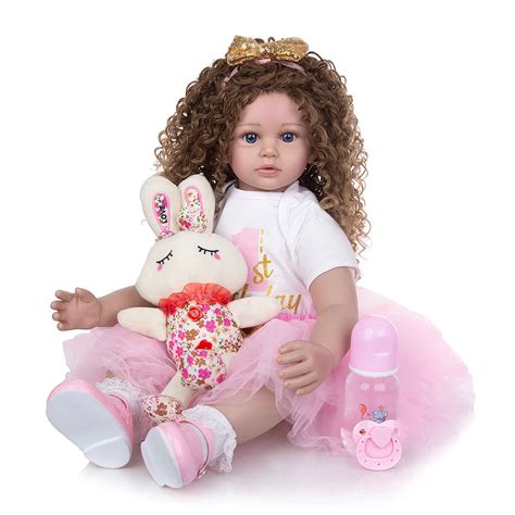 Menina Long Hair Lifelike Soft Silicone Baby Doll Cloth Body Cm