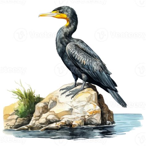 Cormorant Bird Illustration Watercolor Style 45386649 Png