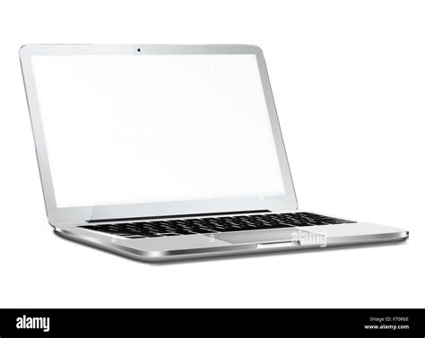 Laptop With Blank Screen And Shadows Isolated On White Background