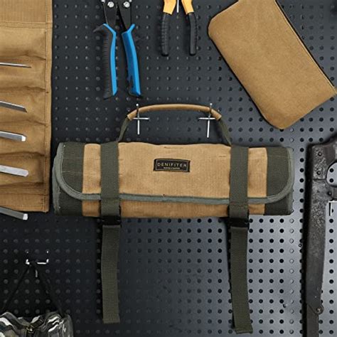 Heavy Duty Waxed Canvas Multi Purpose Tool Roll Pouch With Pockets