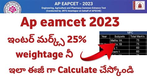 Ap Eamcet Eapcet Big Update Inter Marks Calculate