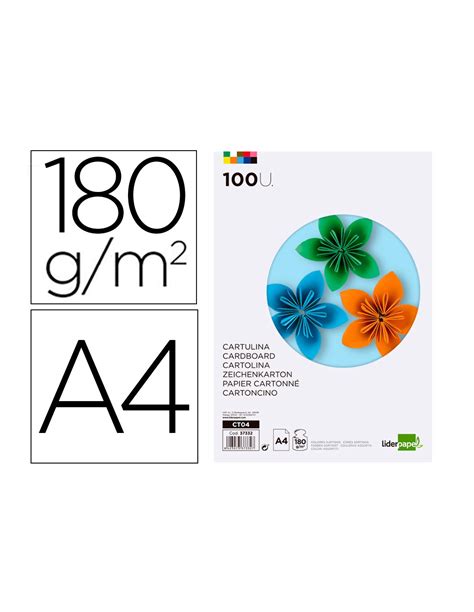 Cartulina Liderpapel A4 10 Colores Surtidos Pack 100 Cartulinas