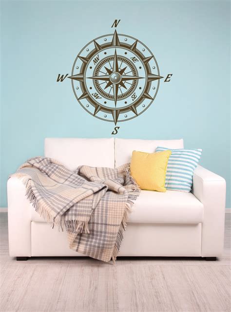 compass rose  large wall decal nautical wall art beach house office