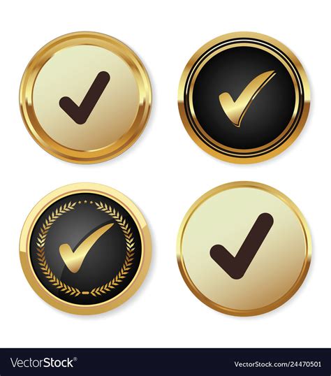 Check Mark Golden Button Royalty Free Vector Image