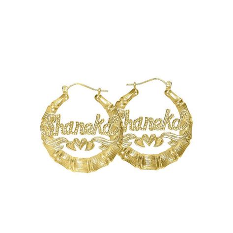 10K Gold Bamboo Name Hoop Earrings - Be Monogrammed