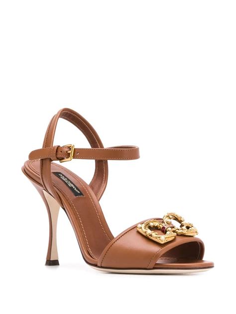 Dolce Gabbana Embellished Logo Plaque Sandals Farfetch