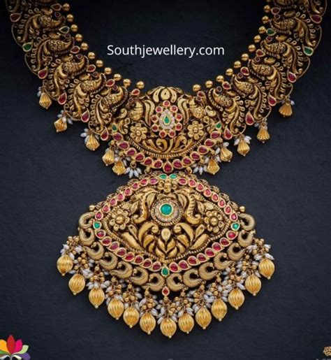 Deep Nakshi Work Peacock Haram Indian Jewellery Designs