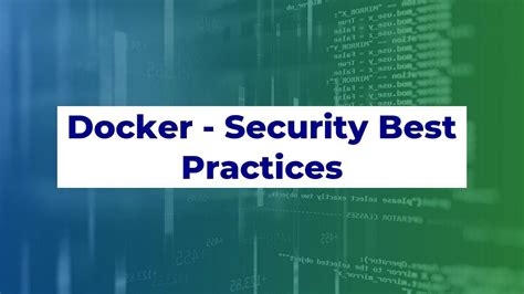 Docker Security Best Practices Youtube