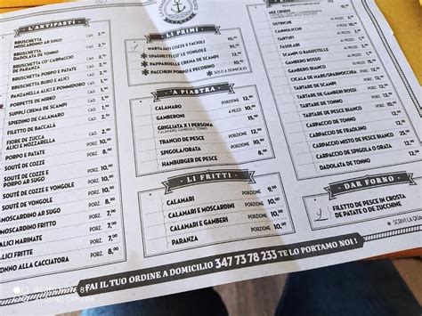 Menu Da La Fraschetta Del Pesce Ristorante Roma Via Silicella