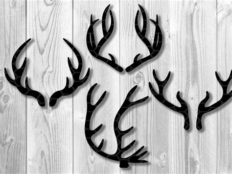 Christmas Svg Deer Antlers Clipart Design Elements Creative Etsy