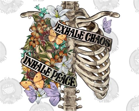 Inhale Peace Exhale Chaos Chest Png Sublimation Design Skeleton Chest