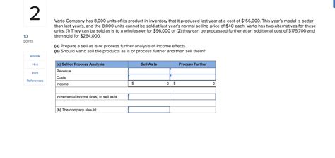 Solved 2 Varto Company Has 8 000 Units Of Its Product In Chegg