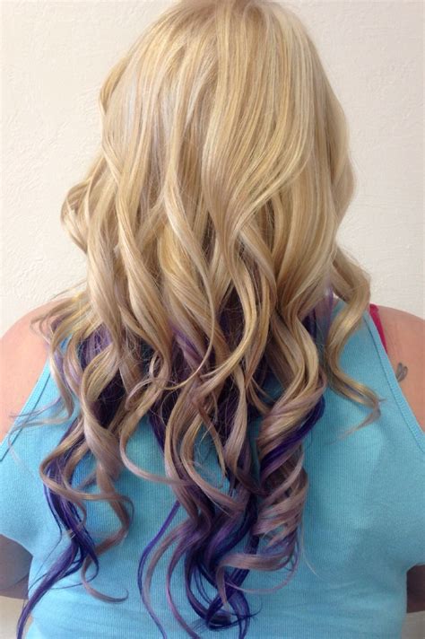 Blonde Highlights With Purple And Lavender Peekaboos Cool Hairstyles