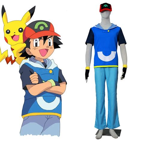 Athemis Pokemon Ash Ketchum Pocket Monster Katchum Cosplay Costume For Men Halloween Clothes Set