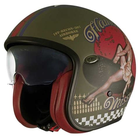 Casco Jet Premier Vintage Pin Up Military Green