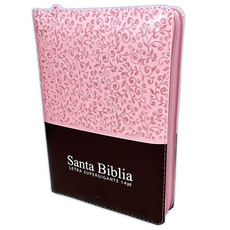 Biblia Letra Gigante Con Cierre RV1960 Imit Piel Manual Rosado Floral